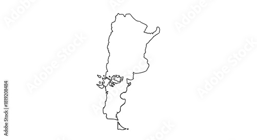 Argentina's geographical boundary silhouette on a plain backdrop offering versatility in design