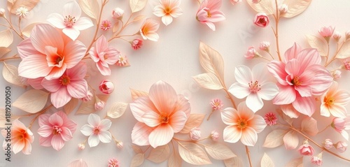 Soft, muted pastel abstract floral wallpaper pattern Delicate blooms and leaves in dreamy hues,  light,  wallpaper