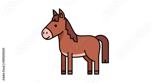 Cartoon horse illustration with simplistic design for children's book or educational material