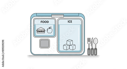 Portable Lunch Box with Food and Ice Compartments for Meals.