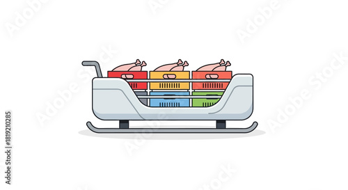 Sled with Colorful Gas Cans Illustration.
