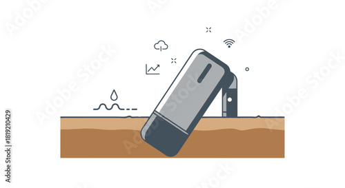 Smart farming sensor device embedded in soil for agricultural monitoring.