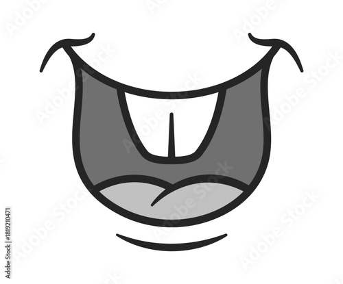 Amused opened mouth comic emoticon