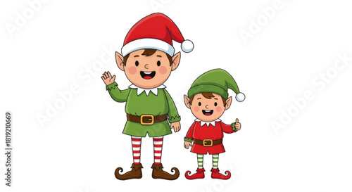 Charming Christmas Elves Vector Illustration for Holiday Cheer and Festive Celebrations