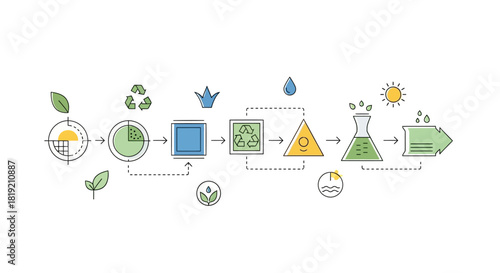 Sustainable energy production process infographic with icons.