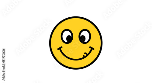 Delightful cartoon yellow face with a playful expression conveys amusement and joyfulness