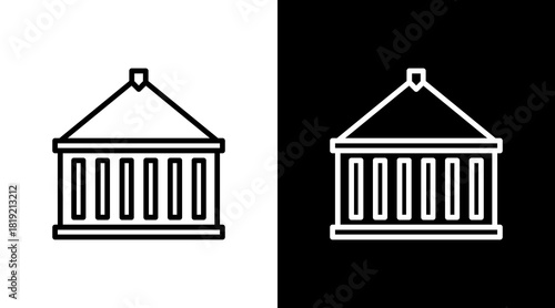 Shipping Container  White Icon Set Design