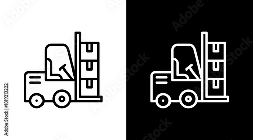 Forklift Loader  White Icon Set Design