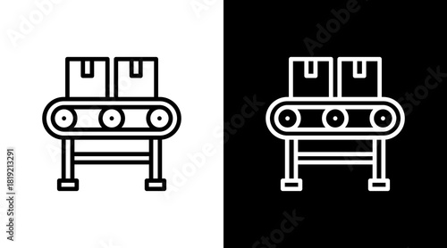 Conveyor Belt  White Icon Set Design
