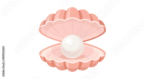 Elegant pastel clam shell showcasing a lustrous white pearl within its delicate embrace