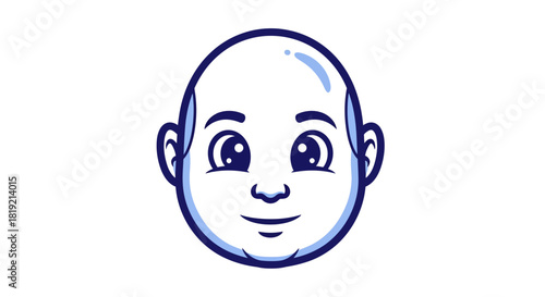 Expressive cartoon head with bald design and playful facial features, suitable for various media
