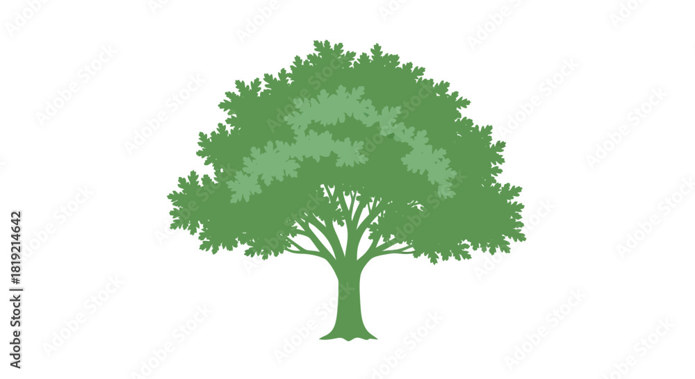 Obraz premium Green tree silhouette against white backdrop symbolizing nature's resilience and quiet beauty
