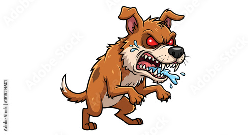Fierce cartoon dog illustration showcasing anger and aggression with exaggerated features,