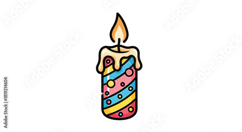 Festive colorful candle design illustration perfect for birthday or celebration theme artwork
