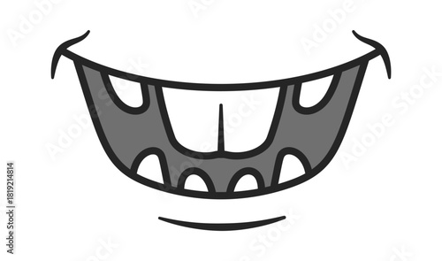 Cute laughing mouth comic emoticon