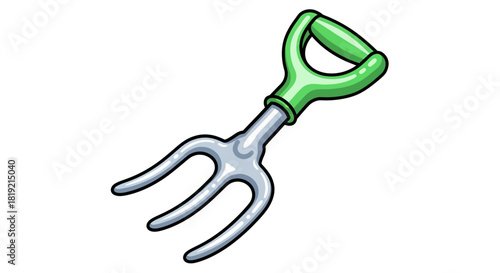 Illustration of a cartoon style gardening hand fork, suitable for vector designs and educational