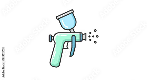 Illustration of a paint sprayer tool for industrial application in light color tones
