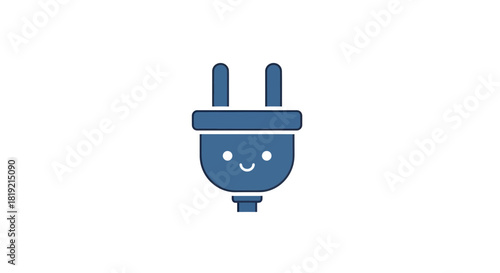 Illustration of a Smiling Electrical Plug with Two Prongs on a White Background