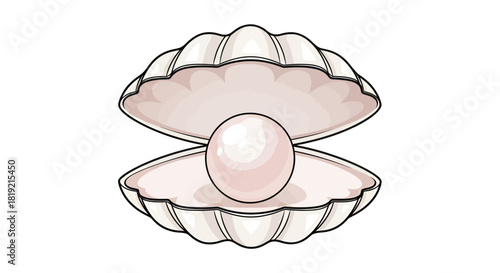 Illustrative depiction of an oyster shell presenting a lustrous gem of the ocean's depths