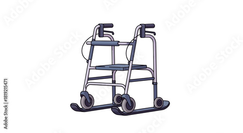 Innovative mobility walker with skis for winter accessibility and active living during cold season