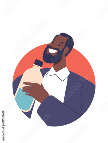 Businessman drinking pure water avatar