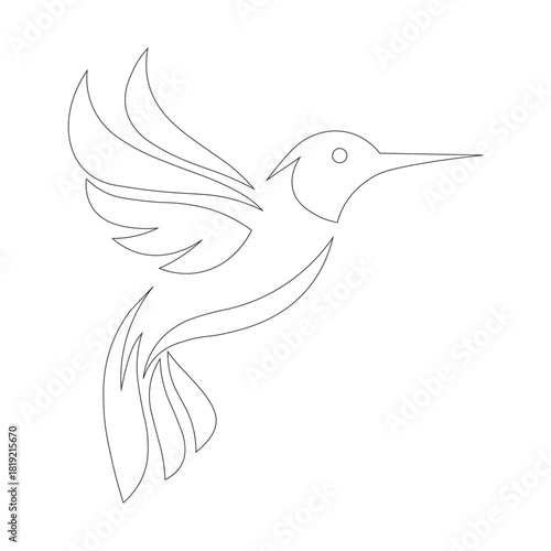Wallpaper Mural Minimalist hummingbird outline vector design. Elegant line art bird illustration for logo, tattoo, decoration, branding, and nature-themed graphic projects. Isolated on white background Torontodigital.ca