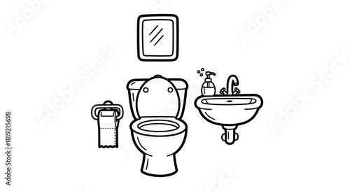 Minimalist bathroom interior illustration offering a clean and simple design concept