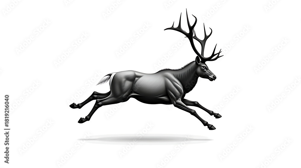 Fototapeta premium Monochromatic Deer Mid-Air Leap