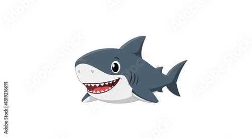 Playful predator: A cheerful cartoon shark illustration for children's content and ocean themes