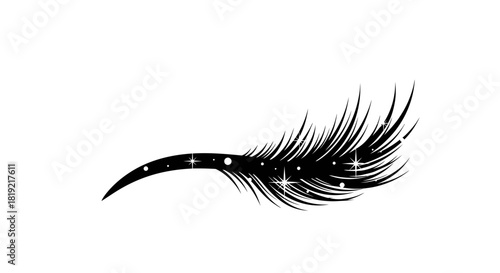 Stylized feather quill with celestial highlights, representing elegance and magic