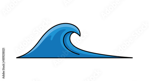 Stylized oceanic swell design, illustrating aquatic motion and a fluid dynamic form with deep blue