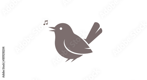 Stylized songbird icon with melodic notes, capturing nature's simple beauty in muted tones