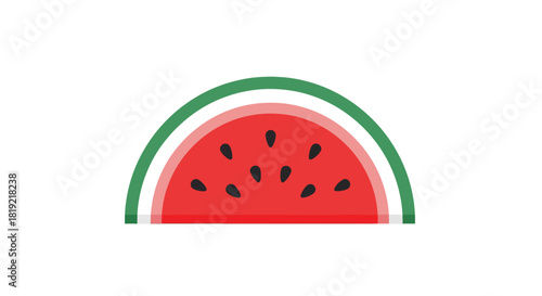 Stylized watermelon slice illustration with vibrant colors and minimalist design approach