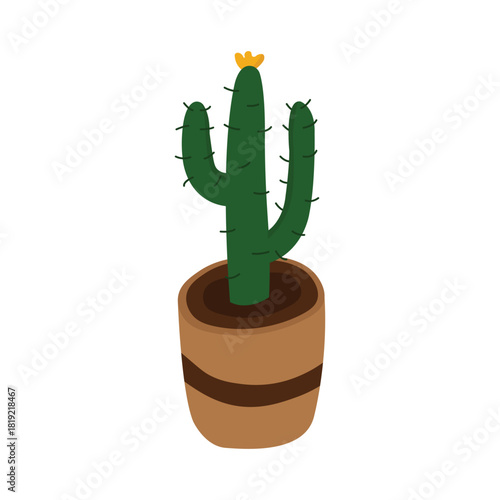 Illustration of a potted cactus, perfect for decor themes