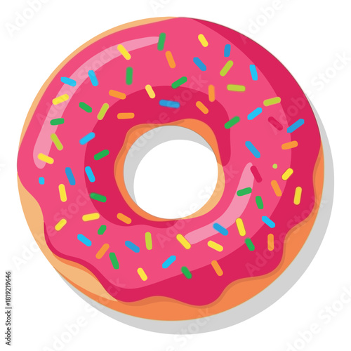 Delicious Donut with Pink Frosting and Colorful Sprinkles.