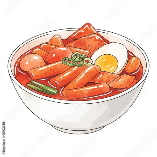 Delicious Korean Tteokbokki Spicy Rice Cakes Dish.