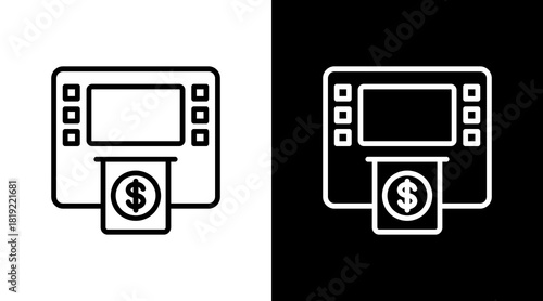 Atm Machine  White Icon Set Design
