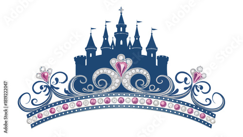 Enchanting castle tiara with sparkling gems, a dreamy design for fairytale celebrations and princess themed events, bringing magic and elegance to any occasion