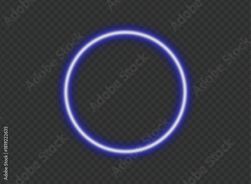 A bright blue neon circle radiates light on a transparent background, symbolizing energy, connection, and modern design. Perfect for digital interfaces, branding, and abstract art.