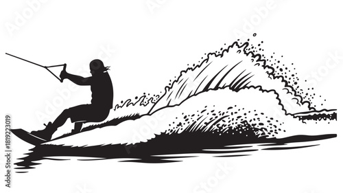 Experience thrilling watersports action with a wakeboarder gliding over waves, perfect for summer adventures and outdoor lifestyle campaigns, exuding freedom and excitement with dynamic motion