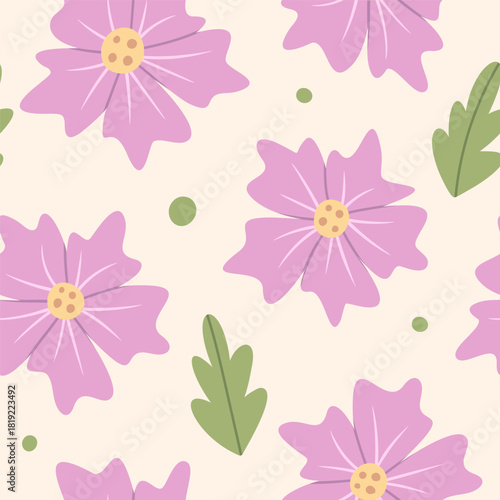 Blooming flowers botanical seamless pattern