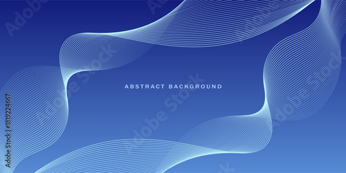 Abstract glowing wave lines on dark blue background. Dynamic wave pattern. Modern flowing wavy lines. Futuristic technology concept. Suit for banner, poster, cover, brochure, flyer, website