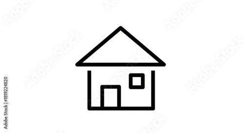 Home icon with a minimalistic black outline design on a clean white background representing residence, property, and user interface navigation.