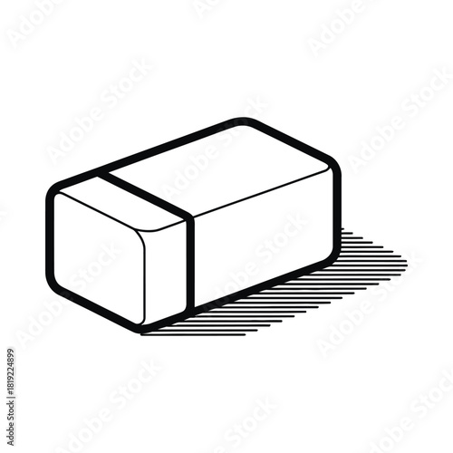 Simple line drawing of a rectangular eraser with shadow
