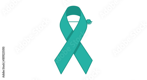 Teal awareness ribbon pin isolated on