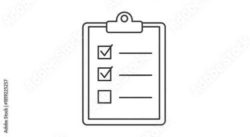Clipboard checklist icon showing tasks completed and pending for project management, surveys, and goal tracking design element