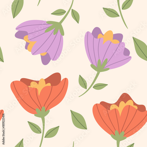 Colorful wild flower seamless pattern