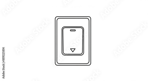 Minimalist black line icon of a modern light dimmer switch for smart home illumination control, electricity management and savings