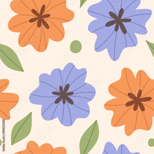 Colorful flower blooms and leaf