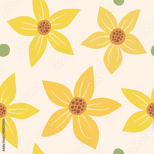 Vibrant yellow flowers seamless pattern